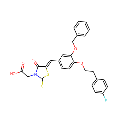 O=C(O)CN1C(=O)/C(=C/c2ccc(OCCc3ccc(F)cc3)c(OCc3ccccc3)c2)SC1=S ZINC000028367384