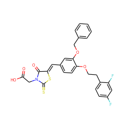 O=C(O)CN1C(=O)/C(=C/c2ccc(OCCc3ccc(F)cc3F)c(OCc3ccccc3)c2)SC1=S ZINC000028363527