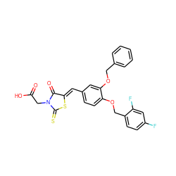 O=C(O)CN1C(=O)/C(=C/c2ccc(OCc3ccc(F)cc3F)c(OCc3ccccc3)c2)SC1=S ZINC000028360157