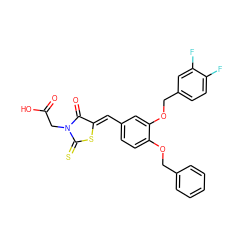 O=C(O)CN1C(=O)/C(=C/c2ccc(OCc3ccccc3)c(OCc3ccc(F)c(F)c3)c2)SC1=S ZINC000028367747