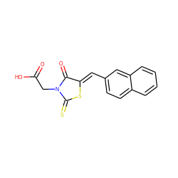 O=C(O)CN1C(=O)/C(=C/c2ccc3ccccc3c2)SC1=S ZINC000001214918