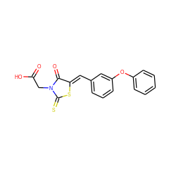 O=C(O)CN1C(=O)/C(=C/c2cccc(Oc3ccccc3)c2)SC1=S ZINC000000966884