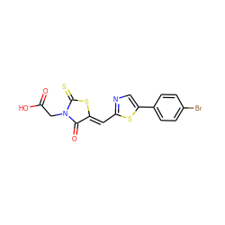 O=C(O)CN1C(=O)/C(=C/c2ncc(-c3ccc(Br)cc3)s2)SC1=S ZINC000013678238