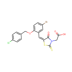 O=C(O)CN1C(=O)/C(=C\c2cc(Br)ccc2OCc2ccc(Cl)cc2)SC1=S ZINC000002119617