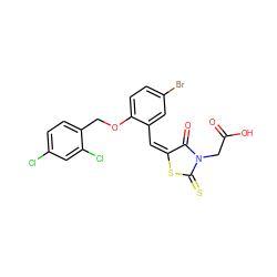 O=C(O)CN1C(=O)/C(=C\c2cc(Br)ccc2OCc2ccc(Cl)cc2Cl)SC1=S ZINC000002119612