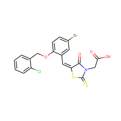 O=C(O)CN1C(=O)/C(=C\c2cc(Br)ccc2OCc2ccccc2Cl)SC1=S ZINC000003000250