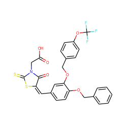 O=C(O)CN1C(=O)/C(=C\c2ccc(OCc3ccccc3)c(OCc3ccc(OC(F)(F)F)cc3)c2)SC1=S ZINC000028351304