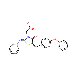 O=C(O)CN1C(=O)/C(=C\c2ccc(Oc3ccccc3)cc2)S/C1=N\c1ccccc1 ZINC000072174872