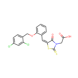 O=C(O)CN1C(=O)/C(=C\c2ccccc2OCc2ccc(Cl)cc2Cl)SC1=S ZINC000008425121