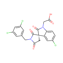 O=C(O)CN1C(=O)[C@@]2(CC(=O)N(Cc3cc(Cl)cc(Cl)c3)C2=O)c2cc(Cl)ccc21 ZINC000014976702