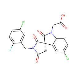 O=C(O)CN1C(=O)[C@@]2(CC(=O)N(Cc3cc(Cl)ccc3F)C2=O)c2cc(Cl)ccc21 ZINC000014976697