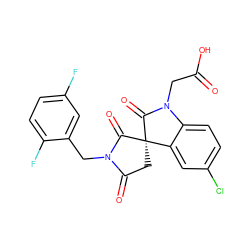 O=C(O)CN1C(=O)[C@@]2(CC(=O)N(Cc3cc(F)ccc3F)C2=O)c2cc(Cl)ccc21 ZINC000014976674