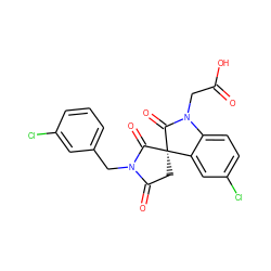 O=C(O)CN1C(=O)[C@@]2(CC(=O)N(Cc3cccc(Cl)c3)C2=O)c2cc(Cl)ccc21 ZINC000014976636