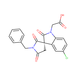 O=C(O)CN1C(=O)[C@@]2(CC(=O)N(Cc3ccccc3)C2=O)c2cc(Cl)ccc21 ZINC000014976494