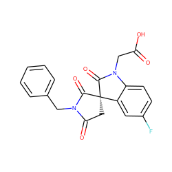 O=C(O)CN1C(=O)[C@@]2(CC(=O)N(Cc3ccccc3)C2=O)c2cc(F)ccc21 ZINC000014976500