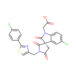 O=C(O)CN1C(=O)[C@@]2(CC(=O)N(Cc3csc(-c4ccc(Cl)cc4)n3)C2=O)c2cc(Cl)ccc21 ZINC000014976736