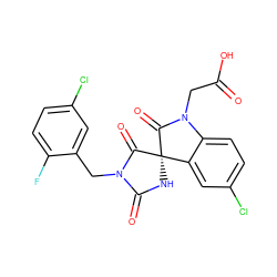 O=C(O)CN1C(=O)[C@@]2(NC(=O)N(Cc3cc(Cl)ccc3F)C2=O)c2cc(Cl)ccc21 ZINC000035070087