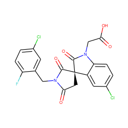 O=C(O)CN1C(=O)[C@]2(CC(=O)N(Cc3cc(Cl)ccc3F)C2=O)c2cc(Cl)ccc21 ZINC000014976700