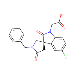 O=C(O)CN1C(=O)[C@]2(CC(=O)N(Cc3ccccc3)C2)c2cc(Cl)ccc21 ZINC000014976796