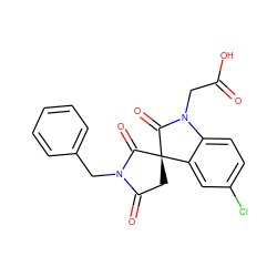 O=C(O)CN1C(=O)[C@]2(CC(=O)N(Cc3ccccc3)C2=O)c2cc(Cl)ccc21 ZINC000014976497