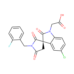 O=C(O)CN1C(=O)[C@]2(CC(=O)N(Cc3ccccc3F)C2=O)c2cc(Cl)ccc21 ZINC000014976627