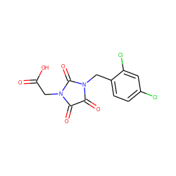 O=C(O)CN1C(=O)C(=O)N(Cc2ccc(Cl)cc2Cl)C1=O ZINC000001915469