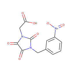 O=C(O)CN1C(=O)C(=O)N(Cc2cccc([N+](=O)[O-])c2)C1=O ZINC000001915461