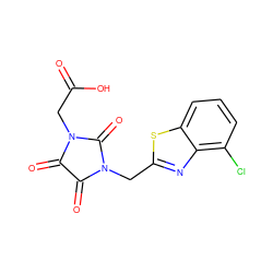 O=C(O)CN1C(=O)C(=O)N(Cc2nc3c(Cl)cccc3s2)C1=O ZINC000001891342