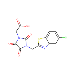 O=C(O)CN1C(=O)C(=O)N(Cc2nc3cc(Cl)ccc3s2)C1=O ZINC000001891346