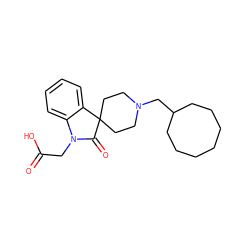 O=C(O)CN1C(=O)C2(CCN(CC3CCCCCCC3)CC2)c2ccccc21 ZINC000028528669