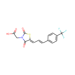 O=C(O)CN1C(=O)S/C(=C\C=C\c2ccc(C(F)(F)F)cc2)C1=O ZINC000072174954