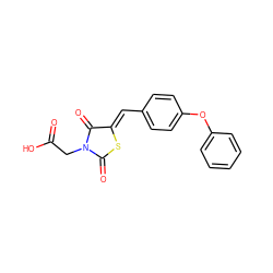 O=C(O)CN1C(=O)S/C(=C\c2ccc(Oc3ccccc3)cc2)C1=O ZINC000066262650