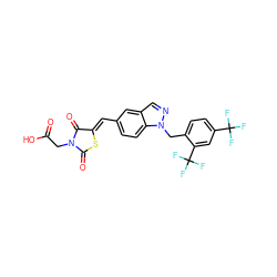 O=C(O)CN1C(=O)S/C(=C\c2ccc3c(cnn3Cc3ccc(C(F)(F)F)cc3C(F)(F)F)c2)C1=O ZINC000116866769