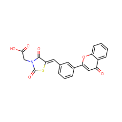 O=C(O)CN1C(=O)S/C(=C\c2cccc(-c3cc(=O)c4ccccc4o3)c2)C1=O ZINC000040949443