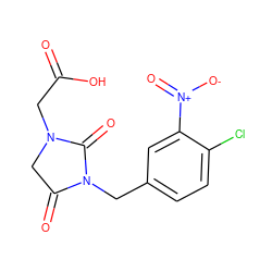 O=C(O)CN1CC(=O)N(Cc2ccc(Cl)c([N+](=O)[O-])c2)C1=O ZINC000000021294