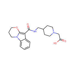 O=C(O)CN1CCC(CNC(=O)c2c3n(c4ccccc24)CCCO3)CC1 ZINC000066251768