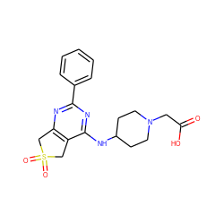 O=C(O)CN1CCC(Nc2nc(-c3ccccc3)nc3c2CS(=O)(=O)C3)CC1 ZINC000096923878