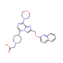 O=C(O)CN1CCC(c2cnc(N3CCOCC3)c3nc(COc4ccc5ccccc5n4)cn23)CC1 ZINC000222021118