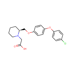 O=C(O)CN1CCCC[C@H]1COc1ccc(Oc2ccc(Cl)cc2)cc1 ZINC000049784643