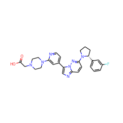 O=C(O)CN1CCN(c2cc(-c3cnc4ccc(N5CCC[C@@H]5c5cccc(F)c5)nn34)ccn2)CC1 ZINC000473132703