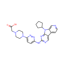 O=C(O)CN1CCN(c2ccc(Nc3ncc4c5ccncc5n(C5CCCC5)c4n3)nn2)CC1 ZINC000117686108