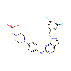 O=C(O)CN1CCN(c2ccc(Nc3ncc4ccn(Cc5cc(F)cc(F)c5)c4n3)cc2)CC1 ZINC000053184671