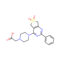 O=C(O)CN1CCN(c2nc(-c3ccccc3)nc3c2CS(=O)(=O)C3)CC1 ZINC000096923877