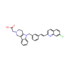 O=C(O)CN1CCc2c(c3ccccc3n2Cc2cccc(/C=C/c3ccc4ccc(Cl)cc4n3)c2)C1 ZINC000043017745