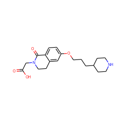 O=C(O)CN1CCc2cc(OCCCC3CCNCC3)ccc2C1=O ZINC000013763515