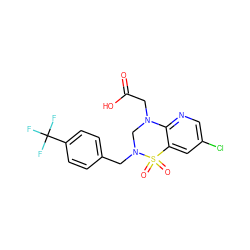 O=C(O)CN1CN(Cc2ccc(C(F)(F)F)cc2)S(=O)(=O)c2cc(Cl)cnc21 ZINC000071297113