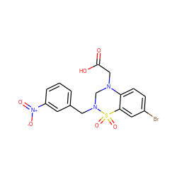 O=C(O)CN1CN(Cc2cccc([N+](=O)[O-])c2)S(=O)(=O)c2cc(Br)ccc21 ZINC000066252562