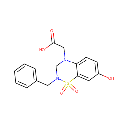 O=C(O)CN1CN(Cc2ccccc2)S(=O)(=O)c2cc(O)ccc21 ZINC000653850079