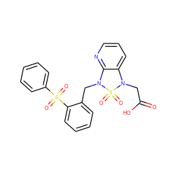 O=C(O)CN1c2cccnc2N(Cc2ccccc2S(=O)(=O)c2ccccc2)S1(=O)=O ZINC000653719586