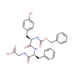 O=C(O)CNC(=O)[C@H](Cc1ccccc1)NC(=O)[C@@H](Cc1ccc(O)cc1)NC(=O)OCc1ccccc1 ZINC000013739910